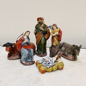 Vintage Puig Nativity 6 Piece Set Spain Hand Painted Rose's Barcelona READ